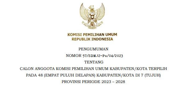 Pengumuman Tentang Calon Anggota Komisi Pemilihan Umum Kabupaten/Kota ...